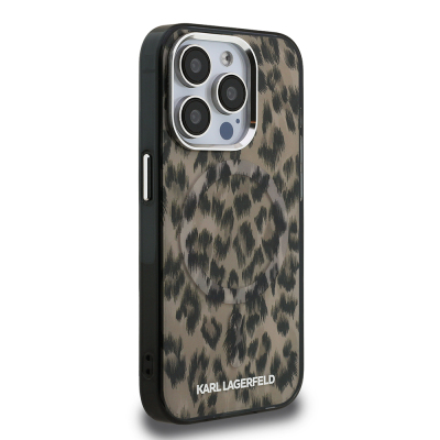 Apple iPhone 16 Pro Max Kılıf Karl Lagerfeld Orjinal Lisanslı IML Leopar Baskılı Kapak - 3
