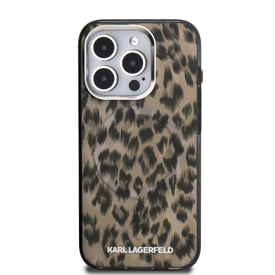 Apple iPhone 16 Pro Max Kılıf Karl Lagerfeld Orjinal Lisanslı IML Leopar Baskılı Kapak - 4