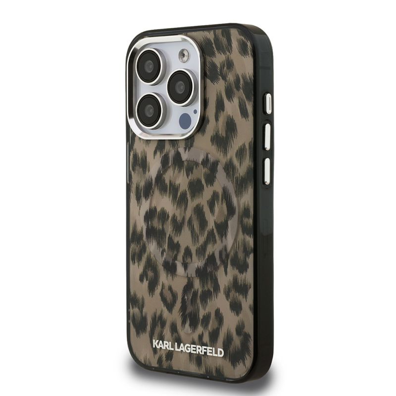 Apple iPhone 16 Pro Max Kılıf Karl Lagerfeld Orjinal Lisanslı IML Leopar Baskılı Kapak - 5