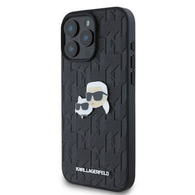 Apple iPhone 16 Pro Max Kılıf Karl Lagerfeld Orjinal Lisanslı K&C Heads Monogram Pin Kapak - 3