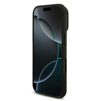 Apple iPhone 16 Pro Max Kılıf Lacoste Orjinal Lisanslı M-safe Şarj Özellikli Standlı PU Deri Karışık Monogram Desenli Kapak - 6