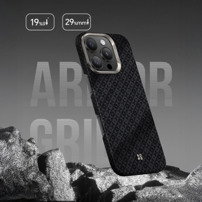 Apple iPhone 16 Pro Max Kılıf M-Safe Şarj Özellikli Benks ArmorAir ArmorGrid Serisi Kevlar Kapak - 11