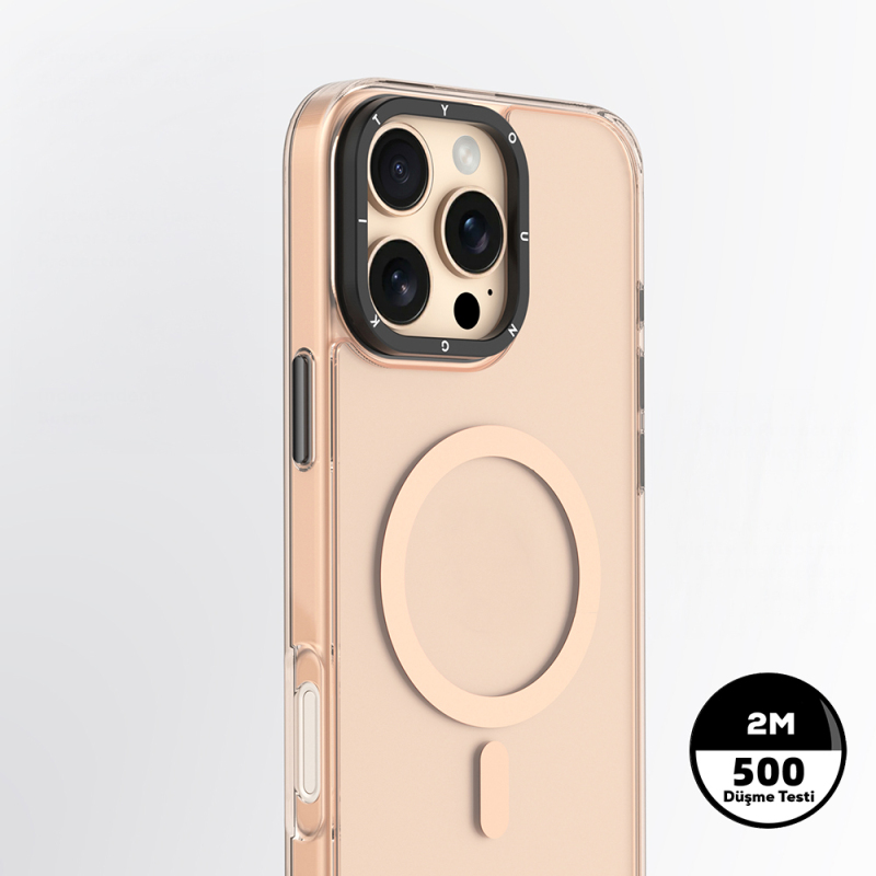 Apple iPhone 16 Pro Max Kılıf M-safe Şarj Özellikli Cam Arka Yüzey TPU Youngkit Gemstone Clear Serisi Kapak - 8
