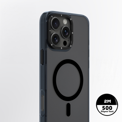 Apple iPhone 16 Pro Max Kılıf M-safe Şarj Özellikli Cam Arka Yüzey TPU Youngkit Gemstone Clear Serisi Kapak - 5