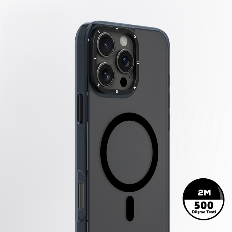 Apple iPhone 16 Pro Max Kılıf M-safe Şarj Özellikli Cam Arka Yüzey TPU Youngkit Gemstone Clear Serisi Kapak - 5