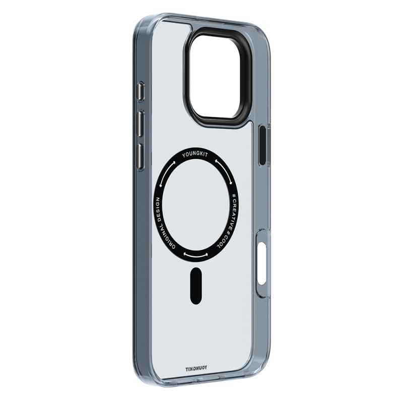Apple iPhone 16 Pro Max Kılıf M-safe Şarj Özellikli Cam Arka Yüzey TPU Youngkit Gemstone Clear Serisi Kapak - 6