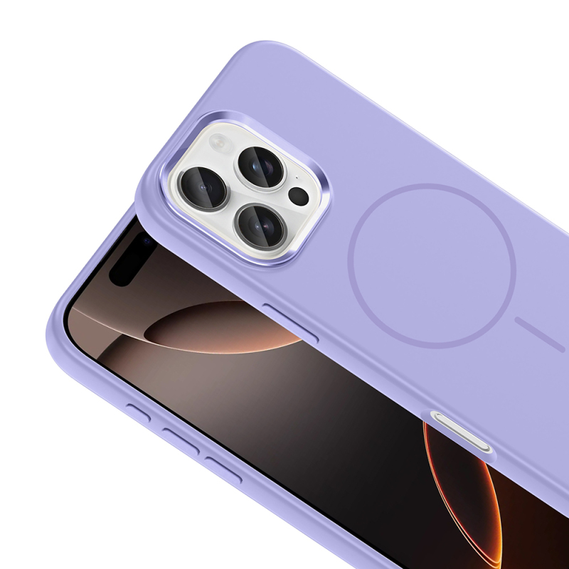 Apple iPhone 16 Pro Max Kılıf M-Safe Şarj Özellikli Metal Kamera Çerçeveli Zore Edi Silikon Kapak - 11