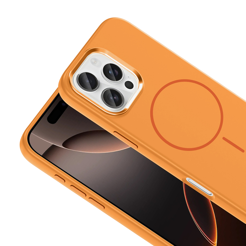 Apple iPhone 16 Pro Max Kılıf M-Safe Şarj Özellikli Metal Kamera Çerçeveli Zore Edi Silikon Kapak - 18