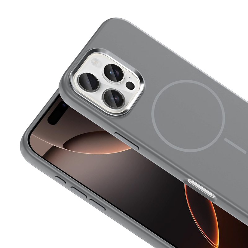 Apple iPhone 16 Pro Max Kılıf M-Safe Şarj Özellikli Metal Kamera Çerçeveli Zore Edi Silikon Kapak - 19