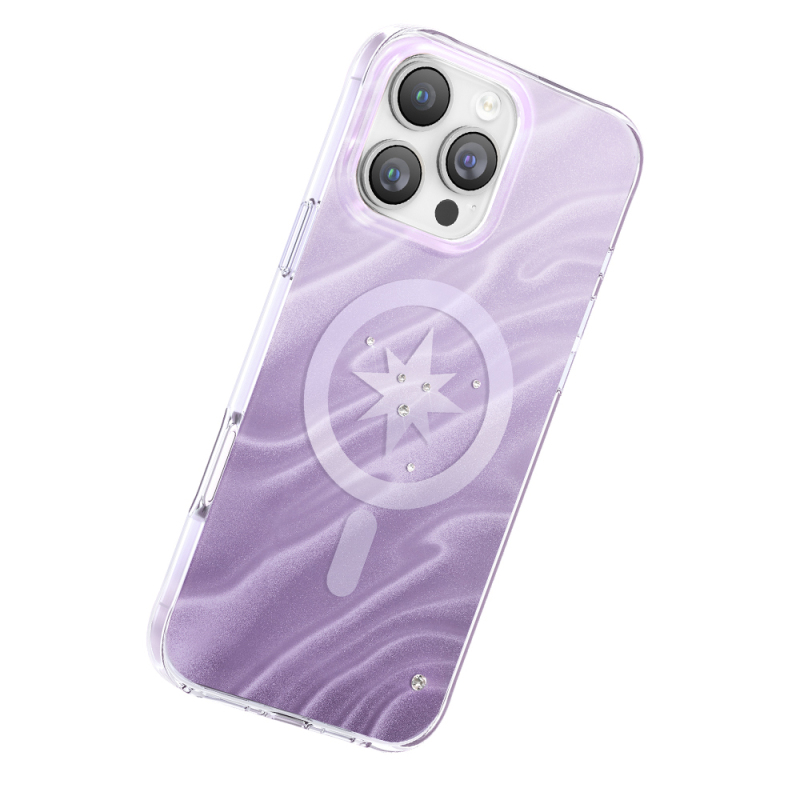 Apple iPhone 16 Pro Max Kılıf M-Safe Şarj Özellikli Orjinal Swarovski Taşlı Zore Paris Rovix Sert PC Kapak - 4