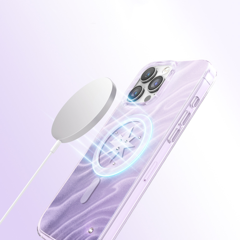 Apple iPhone 16 Pro Max Kılıf M-Safe Şarj Özellikli Orjinal Swarovski Taşlı Zore Paris Rovix Sert PC Kapak - 7