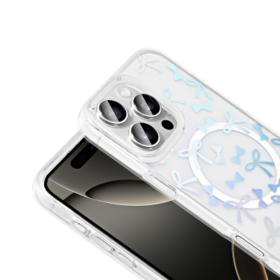 Apple iPhone 16 Pro Max Kılıf M-Safe Şarj Özellikli Şeffaf Zore Folk Sert Kapak - 12