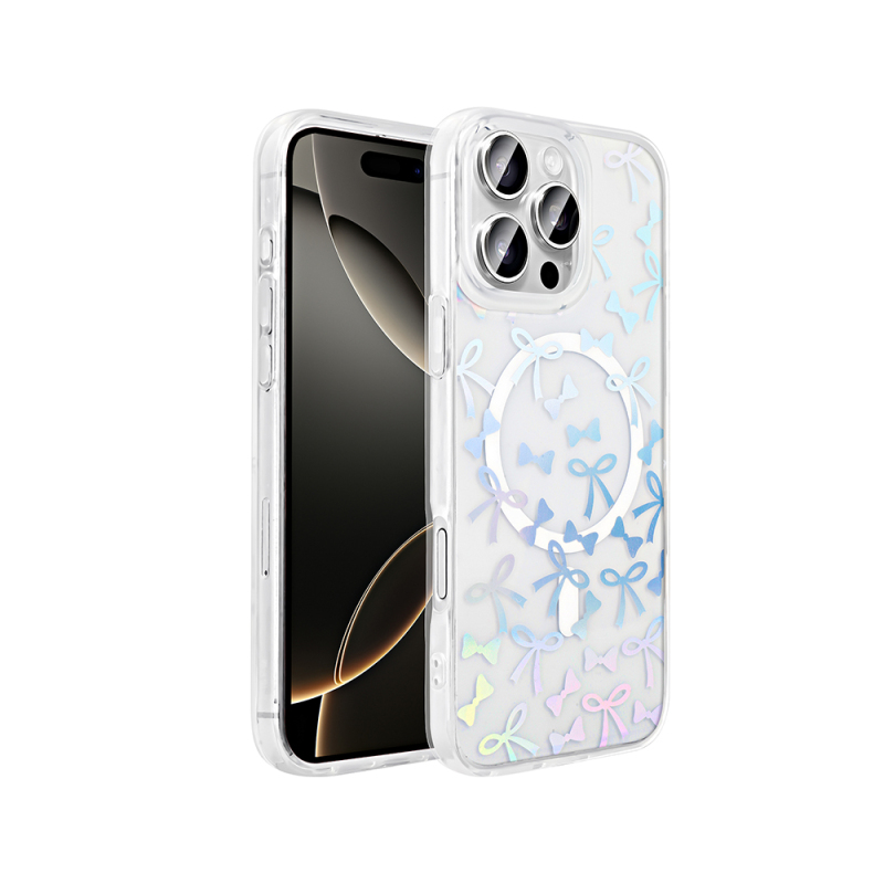 Apple iPhone 16 Pro Max Kılıf M-Safe Şarj Özellikli Şeffaf Zore Folk Sert Kapak - 1