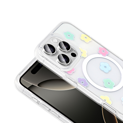 Apple iPhone 16 Pro Max Kılıf M-Safe Şarj Özellikli Şeffaf Zore Folk Sert Kapak - 14