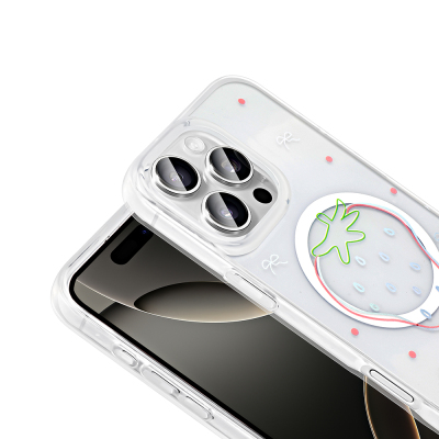 Apple iPhone 16 Pro Max Kılıf M-Safe Şarj Özellikli Şeffaf Zore Folk Sert Kapak - 15