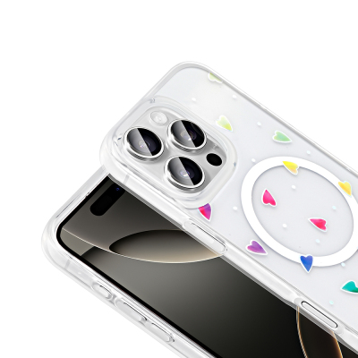 Apple iPhone 16 Pro Max Kılıf M-Safe Şarj Özellikli Şeffaf Zore Folk Sert Kapak - 16