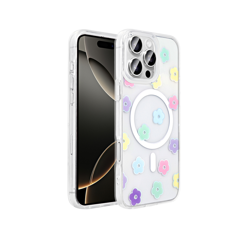 Apple iPhone 16 Pro Max Kılıf M-Safe Şarj Özellikli Şeffaf Zore Folk Sert Kapak - 5