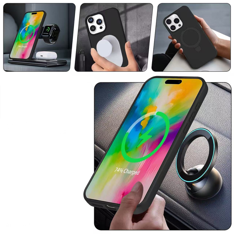 Apple iPhone 16 Pro Max Kılıf M-safe Şarj Özellikli Standlı Zore Samara Kapak - 11