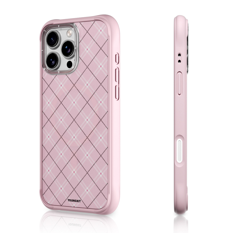 Apple iPhone 16 Pro Max Kılıf M-safe Şarj Özellikli Youngkit Argyle Serisi Kapak - 5