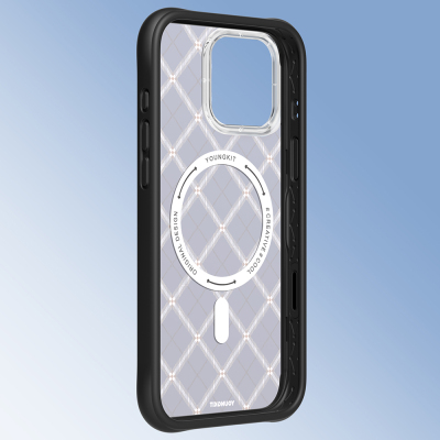 Apple iPhone 16 Pro Max Kılıf M-safe Şarj Özellikli Youngkit Argyle Serisi Kapak - 10