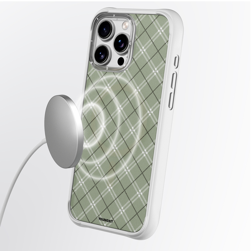 Apple iPhone 16 Pro Max Kılıf M-safe Şarj Özellikli Youngkit Argyle Serisi Kapak - 14