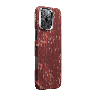 Apple iPhone 16 Pro Max Kılıf MagSafe Şarj Özellikli Aramid Fiber Pitaka Tactile Woven Monogram Serisi Kapak - 12