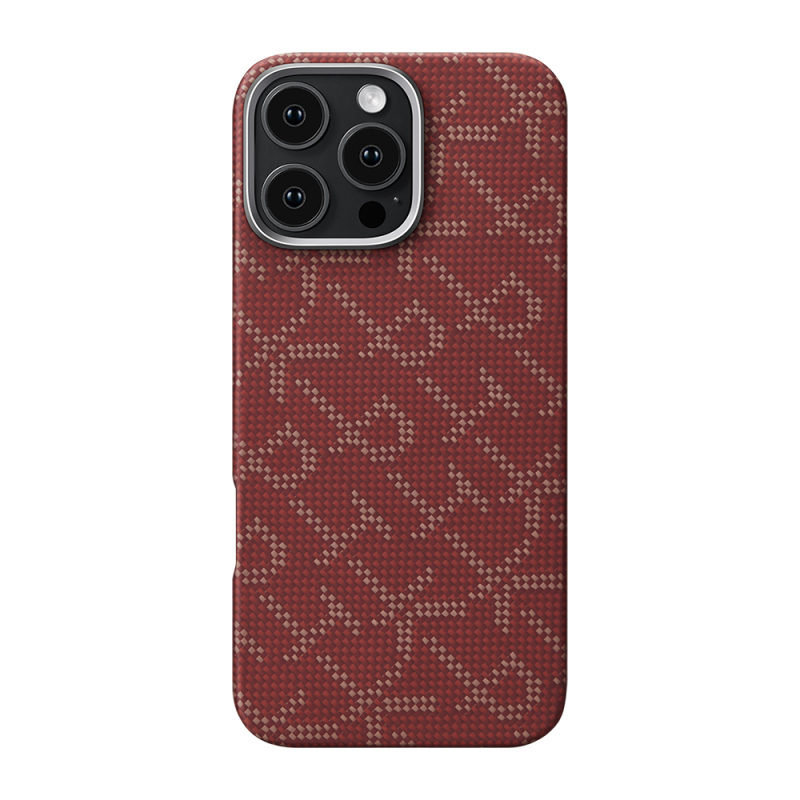 Apple iPhone 16 Pro Max Kılıf MagSafe Şarj Özellikli Aramid Fiber Pitaka Tactile Woven Monogram Serisi Kapak - 4