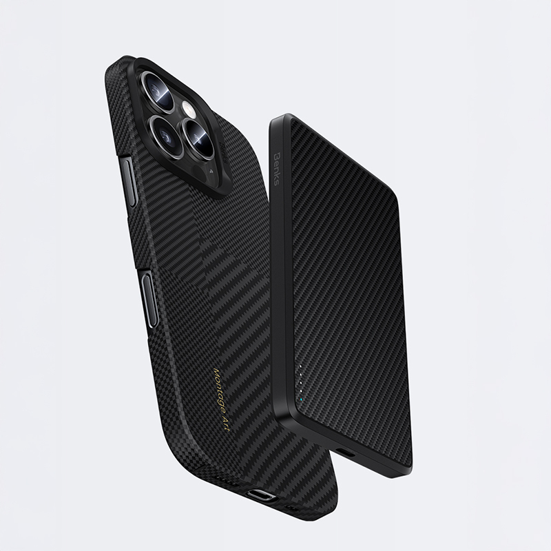 Apple iPhone 16 Pro Max Kılıf Magsafe Şarj Özellikli Karbon Fiber Benks Yeni Seri Montage ArmorAir Kevlar Kapak - 12