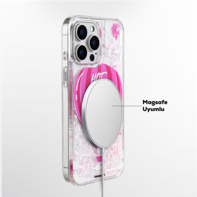 Apple iPhone 16 Pro Max Kılıf Magsafe Şarj Özellikli Parlak Kumlu Sıvılı Youngkit Pink Dream Quicksand Serisi Kapak - 8