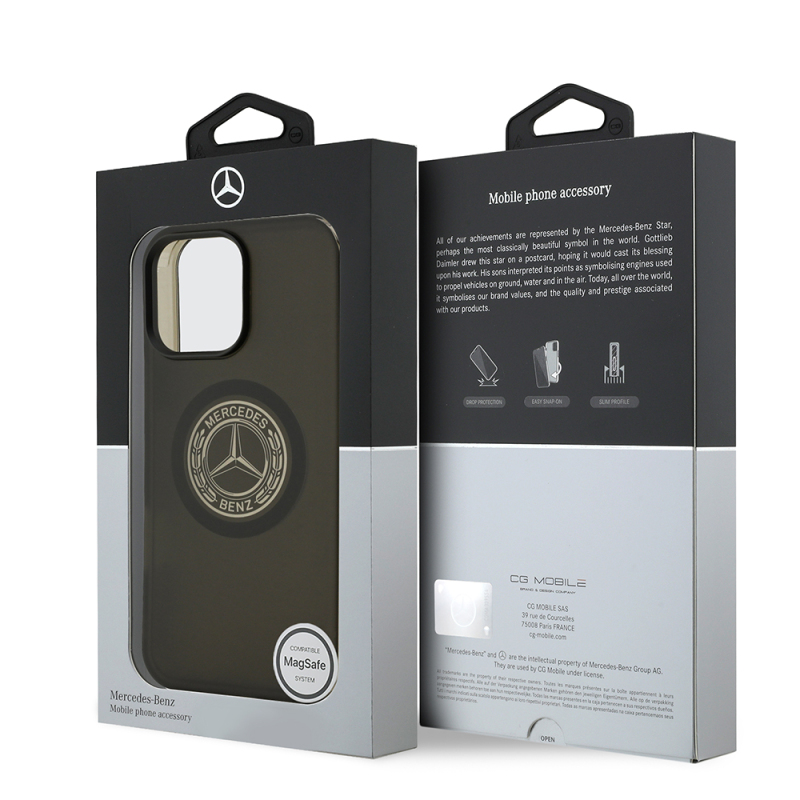 Apple iPhone 16 Pro Max Kılıf Mercedes Benz Orjinal Lisanslı M-safe Şarj Özellikli Buzlu PC Nostaljik Yıldız Dizayn Kapak - 9