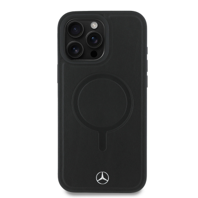 Apple iPhone 16 Pro Max Kılıf Mercedes Benz Orjinal Lisanslı M-safe Şarj Özellikli Metal Yıldız Logolu Sade Pürüzsüz Deri Kapak - 4