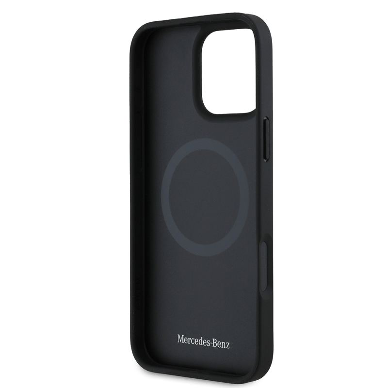 Apple iPhone 16 Pro Max Kılıf Mercedes Benz Orjinal Lisanslı M-safe Şarj Özellikli Metal Yıldız Logolu Sade Pürüzsüz Deri Kapak - 8