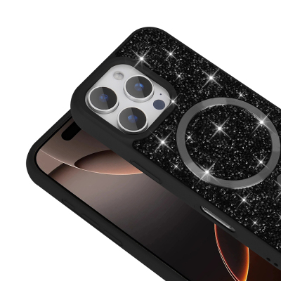 Apple iPhone 16 Pro Max Kılıf Pırlanta Tasarımlı M-safe Şarj Özellikli Zore Mozaik Silikon Kapak - 8