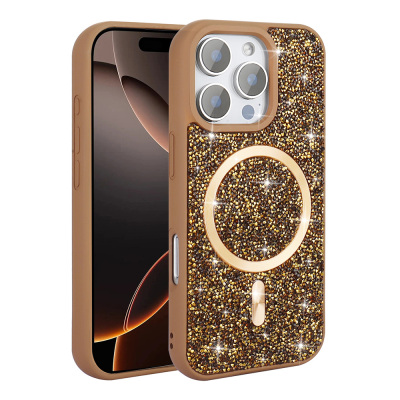 Apple iPhone 16 Pro Max Kılıf Pırlanta Tasarımlı M-safe Şarj Özellikli Zore Mozaik Silikon Kapak - 5