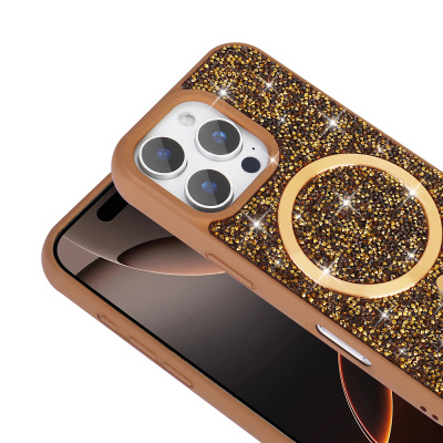 Apple iPhone 16 Pro Max Kılıf Pırlanta Tasarımlı M-safe Şarj Özellikli Zore Mozaik Silikon Kapak - 9