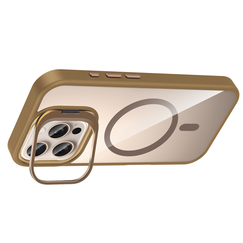 Apple iPhone 16 Pro Max Kılıf Standlı ve Kamera Lens Hediyeli M-Safe Şarj Özellikli Zore Etro Kapak - 9