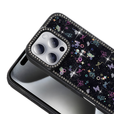 Apple iPhone 16 Pro Max Kılıf Taşlı ve Simli Tasarım Zore Azra Kapak - 8