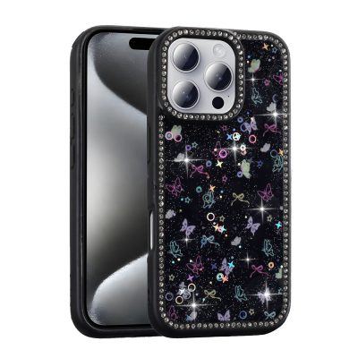 Apple iPhone 16 Pro Max Kılıf Taşlı ve Simli Tasarım Zore Azra Kapak - 2