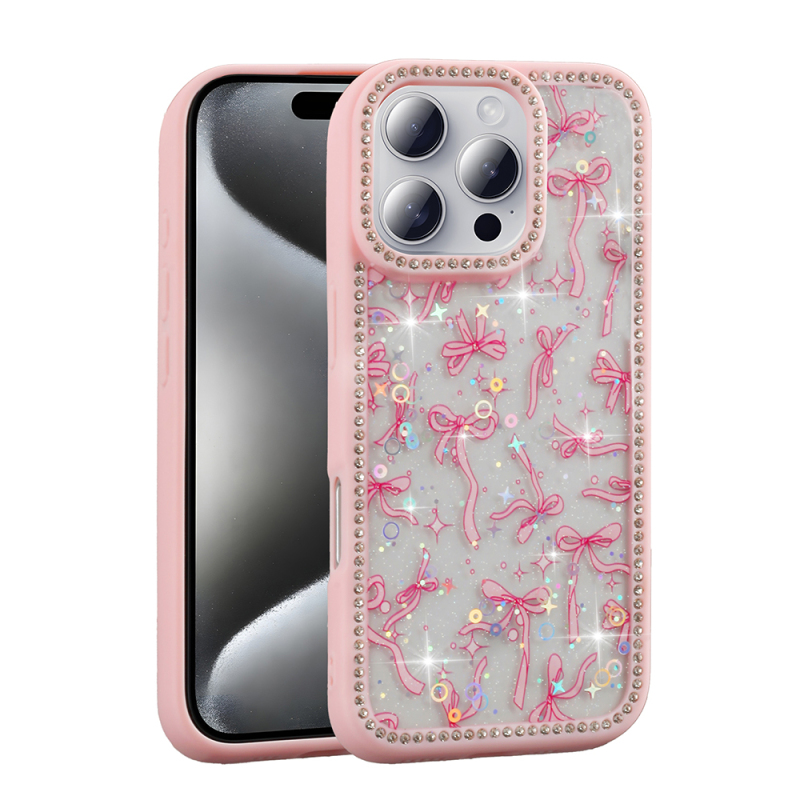 Apple iPhone 16 Pro Max Kılıf Taşlı ve Simli Tasarım Zore Azra Kapak - 4