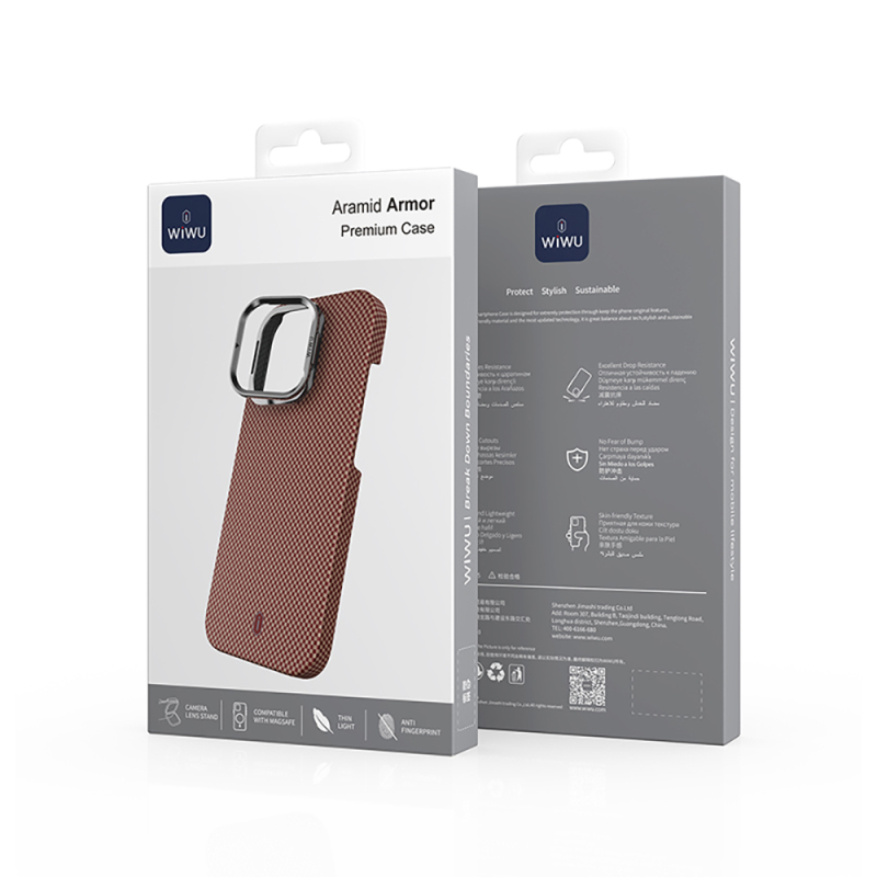 Apple iPhone 16 Pro Max Kılıf Wiwu DCC-208 M-safe Şarj Özellikli Kamera Standlı Aramid Fiber Tasarım Kapak - 27