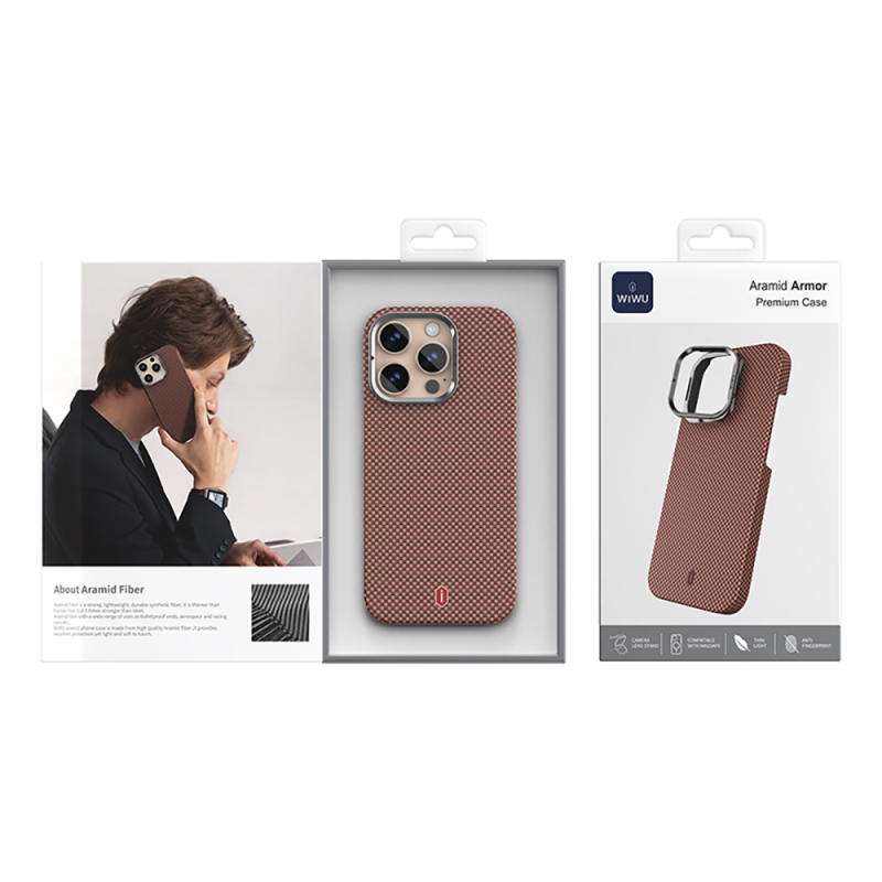 Apple iPhone 16 Pro Max Kılıf Wiwu DCC-208 M-safe Şarj Özellikli Kamera Standlı Aramid Fiber Tasarım Kapak - 28