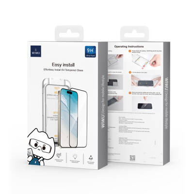 Apple iPhone 16 Pro Max Wiwu SQ-008 Oleophobic Easy Install Shockproof Tempered Glass Screen Protector + Easy Application Tool - 4