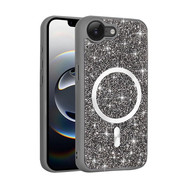 Apple iPhone 16E Case Diamond Design M-safe Charging Feature Zore Mosaic Silicone Cover - 7