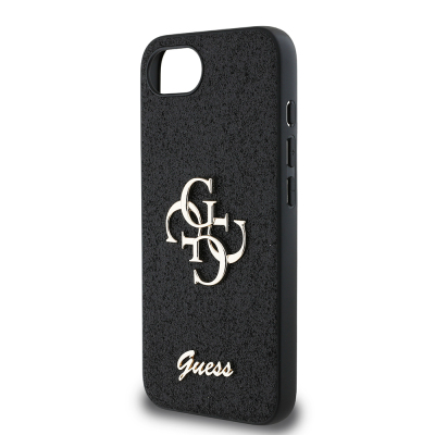 Apple iPhone 16E Case Guess Original Licensed 4G Big Metal Logo Glitter Cover - 15