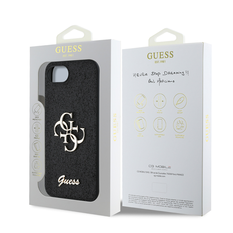 Apple iPhone 16E Case Guess Original Licensed 4G Big Metal Logo Glitter Cover - 17