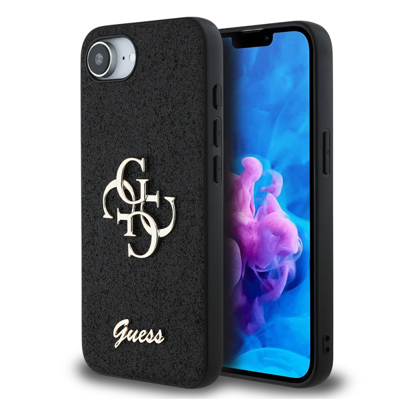 Apple iPhone 16E Case Guess Original Licensed 4G Big Metal Logo Glitter Cover - 10