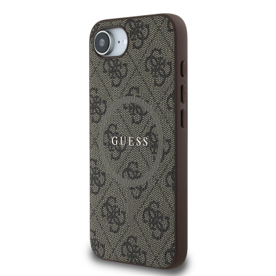 Apple iPhone 16E Case Guess Original Licensed M-safe Charging Feature PU Ring 4G Patterned Text Logo Cover - 11