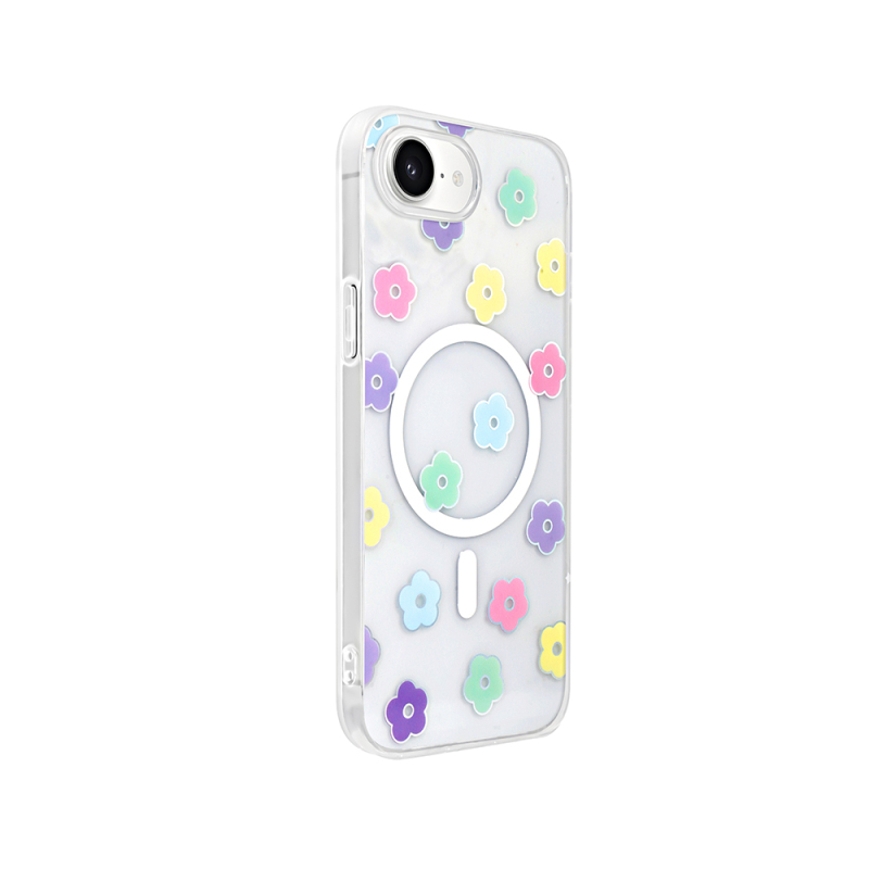 Apple iPhone 16E Case M-Safe Charging Transparent Zore Folk Hard Cover - 7