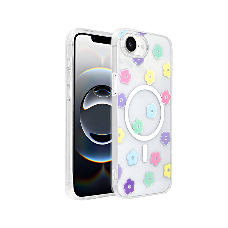 Apple iPhone 16E Case M-Safe Charging Transparent Zore Folk Hard Cover - 2