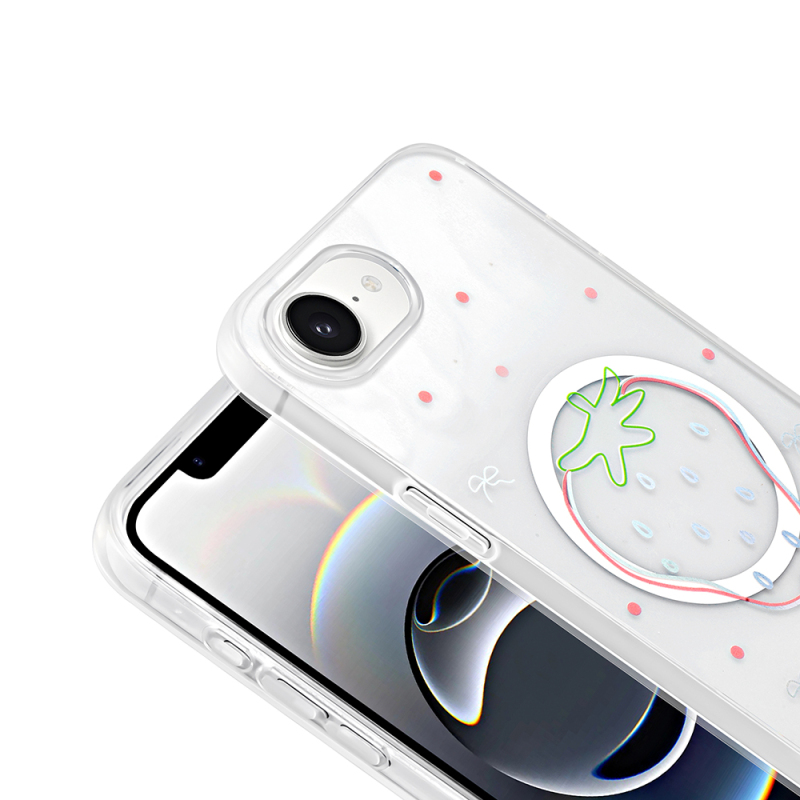 Apple iPhone 16E Case M-Safe Charging Transparent Zore Folk Hard Cover - 14